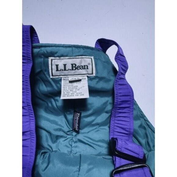 Vintage LL Bean Kids Ski Bib Snowboard Pants Thinsulate Purple Green Size 10-12 - Picture 5 of 10
